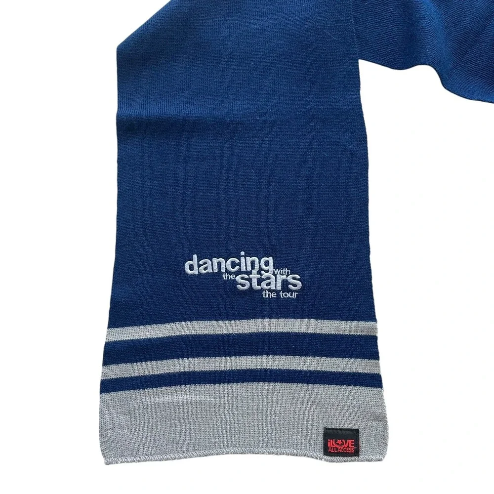 Dancing with the Stars The Tour Navy Blue Stripe Embroidered Knit Scarf DWTS 58